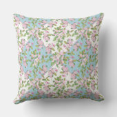 青白パッチワークに咲くリンゴフェイク花 クッション (裏面)