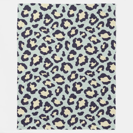 青白ヒョウ柄 フリースブランケット (正面)
