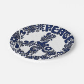 青白ピースサイン紙プレート ペーパープレート (アングル)