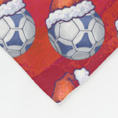 青白フェスティバルサッカーボールパターン赤 フリースブランケット (角)