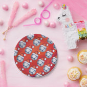 青白フェスティバルサッカーボールパターン赤 ペーパープレート (パーティー)