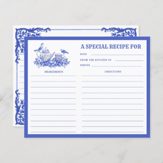 青白フローラティーセットレシピカード (正面/裏面)