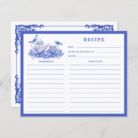 青白フローラティーセットレシピカード (正面/裏面)