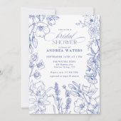 青白フローラブライダルシャワー 招待状 (正面)