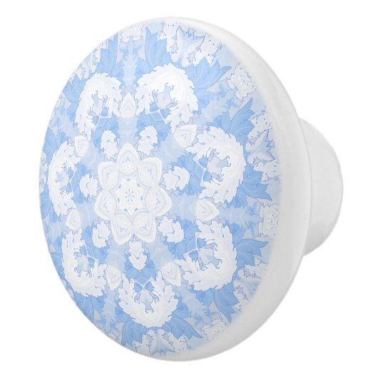 青白フローラ万華鏡のように千変万化するパターン セラミックノブ (右)