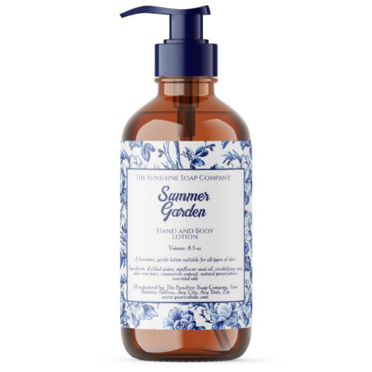 青白フローラ化粧品ボトルラベル スクエアシール