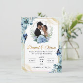 青白フローラ結婚式招待状 招待状 (スタンド正面)