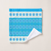 青白フローラ パターン（の模様が）ある バスタオルセット (ウォッシュタオル)