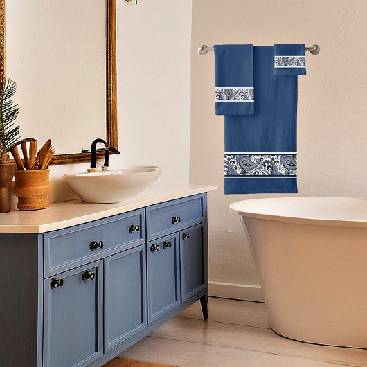 青白ペイズリー バスタオルセット