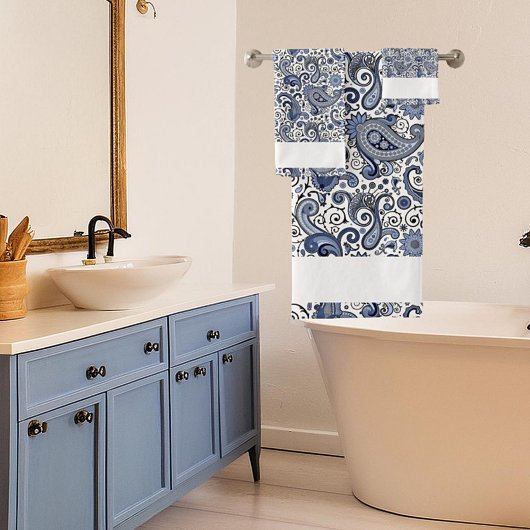 青白ペイズリー バスタオルセット