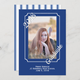 青白モダン写真卒業発表 招待状