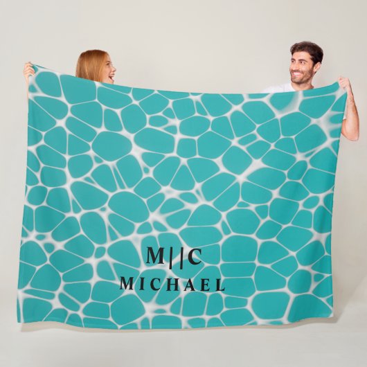 青白モノグラシンプルムモダン フリースブランケット (インサイチュ)