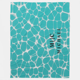 青白モノグラシンプルムモダン フリースブランケット