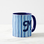 青白モノグラムストライプの マグカップ (正面右)