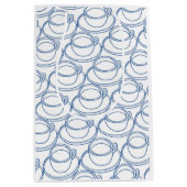 青白ラインアートティーカップ ミディアムペーパーバッグ (正面)