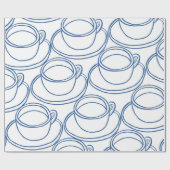 青白ラインアートティーカップ ラッピングペーパー (フラット)