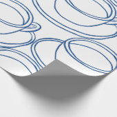 青白ラインアートティーカップ ラッピングペーパー (角)