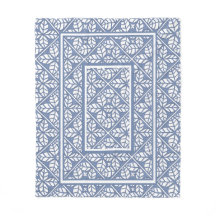 青白リーフプリントフリースブランケット