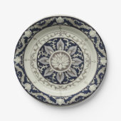 青白ワイルドフラワーフローラ陶磁器s ペーパープレート (正面)