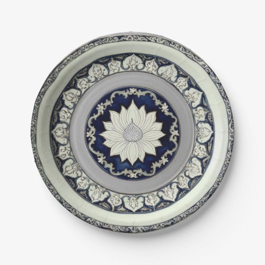 青白ワイルドフラワーフローラ陶磁器s ペーパープレート (正面)