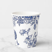 青白ヴィンテージフローラ紙カップ 紙コップ (正面)