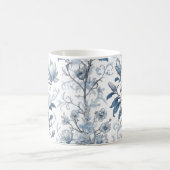 青白ヴィンテージ花柄 コーヒーマグカップ (中央)