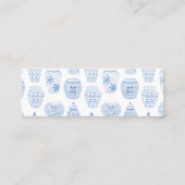 青白中国の陶器結婚のWebサイト挿入 スキニー名刺 (裏面)