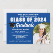 青白卒業写真 可愛い卒業パーティ 招待状 (正面)