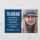 青白卒業式パーティー招待状 招待状 (正面/裏面)