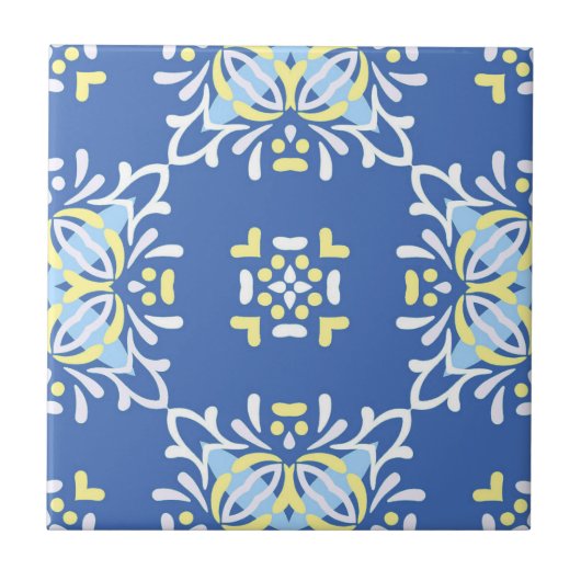 青白地中海の華美エレガント タイル (正面)