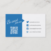 青白引用文ソーシャルメディアとQRコード 名刺 (裏面)