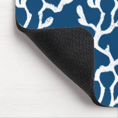 青白抽象芸術サンゴ反復パターン マウスパッド (コーナー)