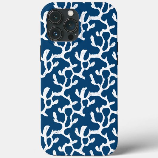青白抽象芸術サンゴ反復パターン Case-Mate iPhoneケース (裏面)