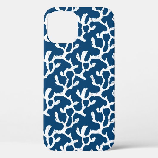 青白抽象芸術サンゴ反復パターン Case-Mate iPhoneケース (裏面)