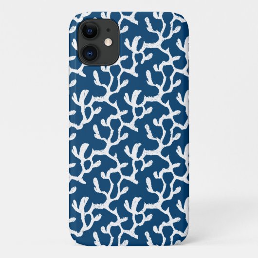青白抽象芸術サンゴ反復パターン Case-Mate iPhoneケース (裏面)