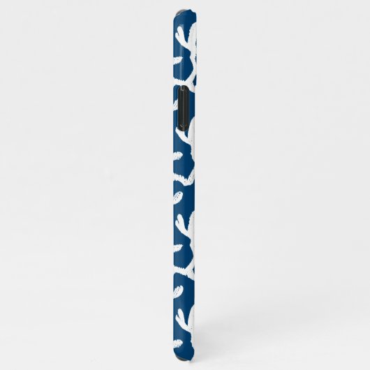 青白抽象芸術サンゴ反復パターン iPhoneケース (右側)