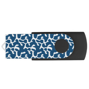 青白抽象芸術サンゴ反復パターン USBフラッシュドライブ