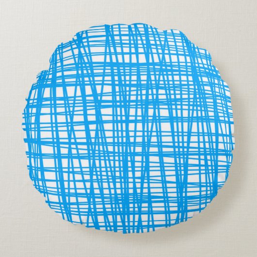 青白柄の枕 ラウンドクッション (正面)