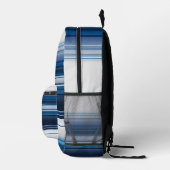 青白灰の横縞模様 プリントバックパック (右)