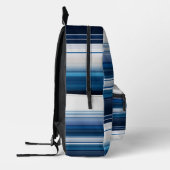 青白灰の横縞模様 プリントバックパック (左)