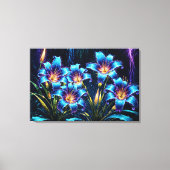 青白熱［赤熱］光を放つユリ夜のフローラ鮮やかファンタジー キャンバスプリント (正面)