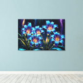 青白熱［赤熱］光を放つユリ夜のフローラ鮮やかファンタジー キャンバスプリント (インサイチュ (ウッドフロア))