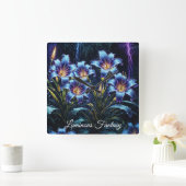 青白熱［赤熱］光を放つユリ夜のフローラ鮮やかファンタジー スクエア壁時計 (ホーム)