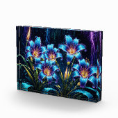 青白熱［赤熱］光を放つユリ夜のフローラ鮮やかファンタジー フォトブロック (右)