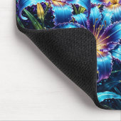 青白熱［赤熱］光を放つユリ夜のフローラ鮮やかファンタジー マウスパッド (コーナー)