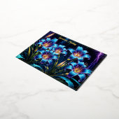 青白熱［赤熱］光を放つユリ夜のフローラ鮮やかファンタジー 箔シーズンポストカード (回転した状態)