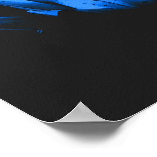 青白熱［赤熱］光を放つ水百合蓮の花抽象芸術 ポスター (角)