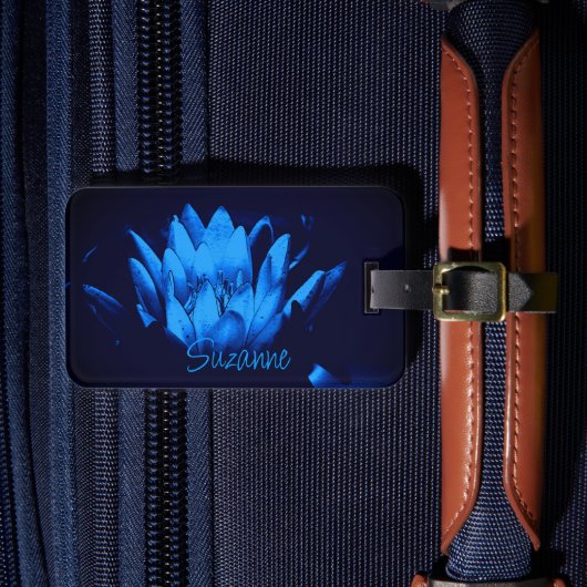 青白熱［赤熱］光を放つ水百合蓮花パーソナライズされた ラゲッジタグ (正面インサイチュ4)