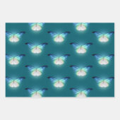 青白熱［赤熱］光を放つ白蝶誕生日 ラッピングペーパーシート (正面)