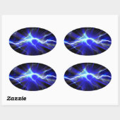 青白熱［赤熱］光を放つ稲妻又は電気 楕円形シール (シート)